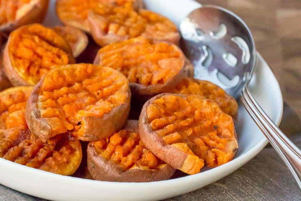 Smashed sweet potatoes are a great addition to your holiday table.