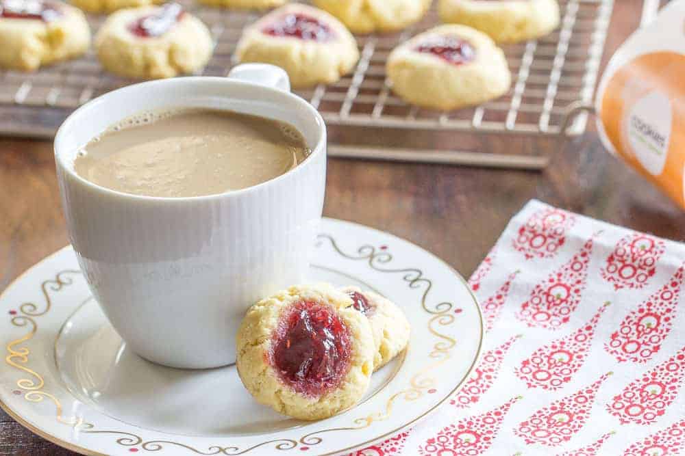 Enjoy raspberry jam cookies any time! They're not too sweet, so these cookies are great for the whole family.