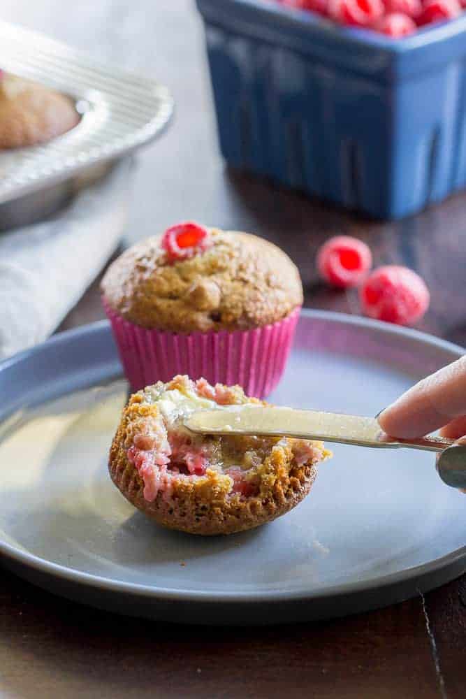 Raspberry bran muffins aren't your typical bran muffin. Bursting with tart berries, they're a wonderful breakfast addition.