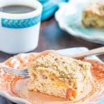 Peach coffee cake is a summery breakfast treat. It's a great way to use up less-than-perfect peaches.