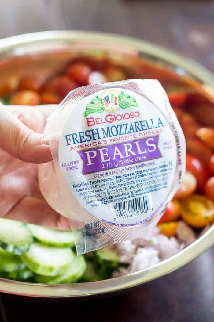 Mozzarella pearls are ideal for salads.