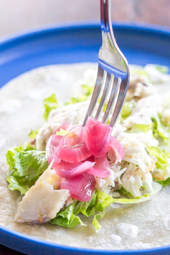Add pickled red onions to your favorite tacos.