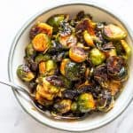 Spicy glazed brussels sprouts are full of fiery flavor. Pair them with grilled meats.