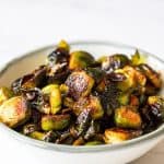 Spicy glazed brussels sprouts are a quick and easy side dish. It gets its flavor from the fiery Korean condiment, gochujang.