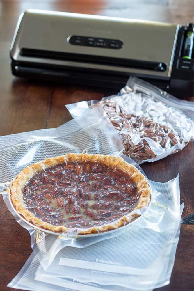 Pecan pie and pecans with Food Saver System
