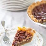 Maple pecan pie slice vertical