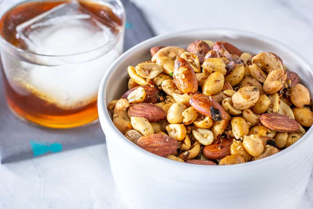 Furikake roasted nuts in bowl