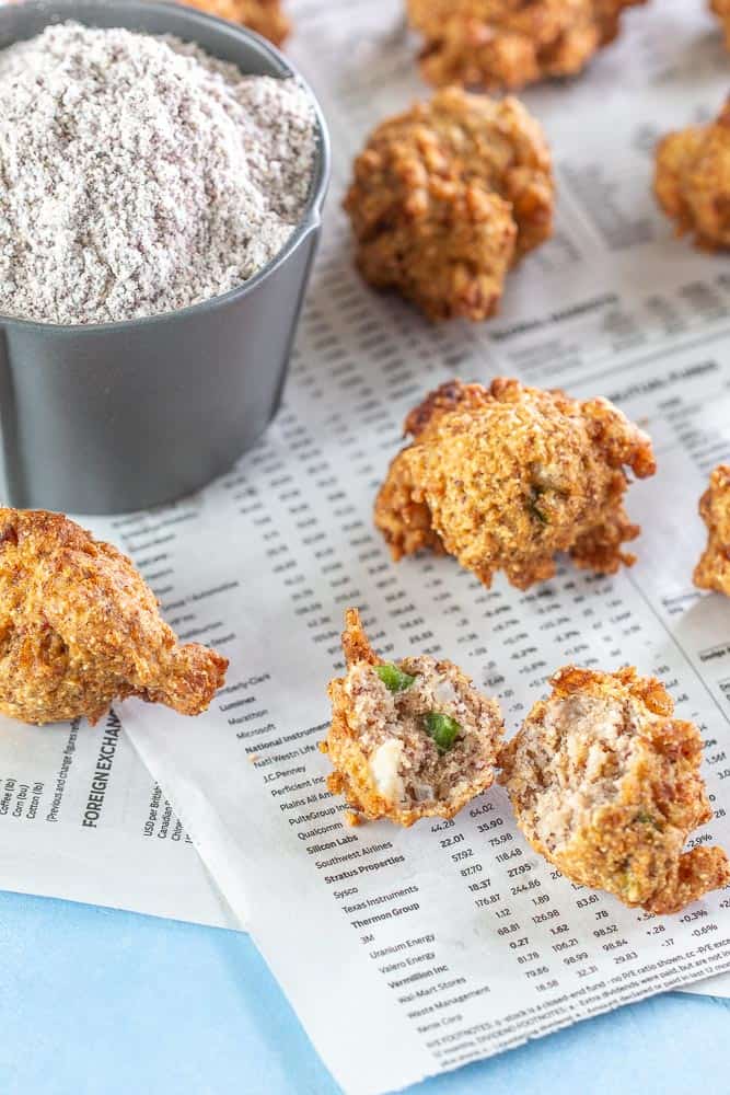 Shrimp hush puppies overhead