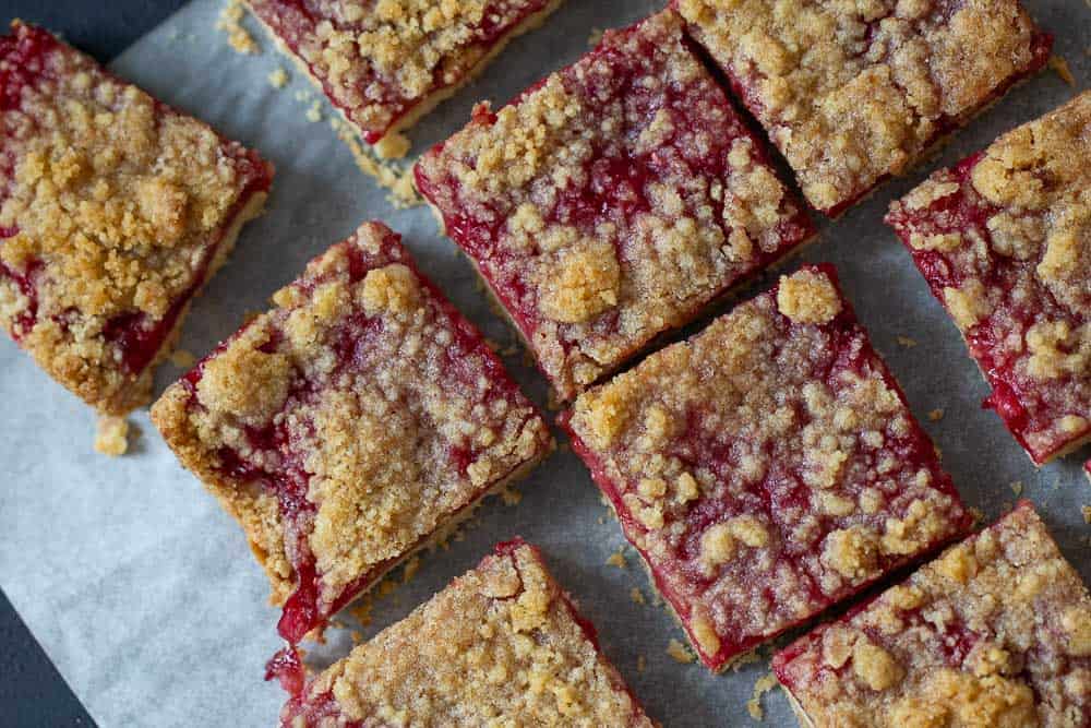 Raspberry pie bars overhead