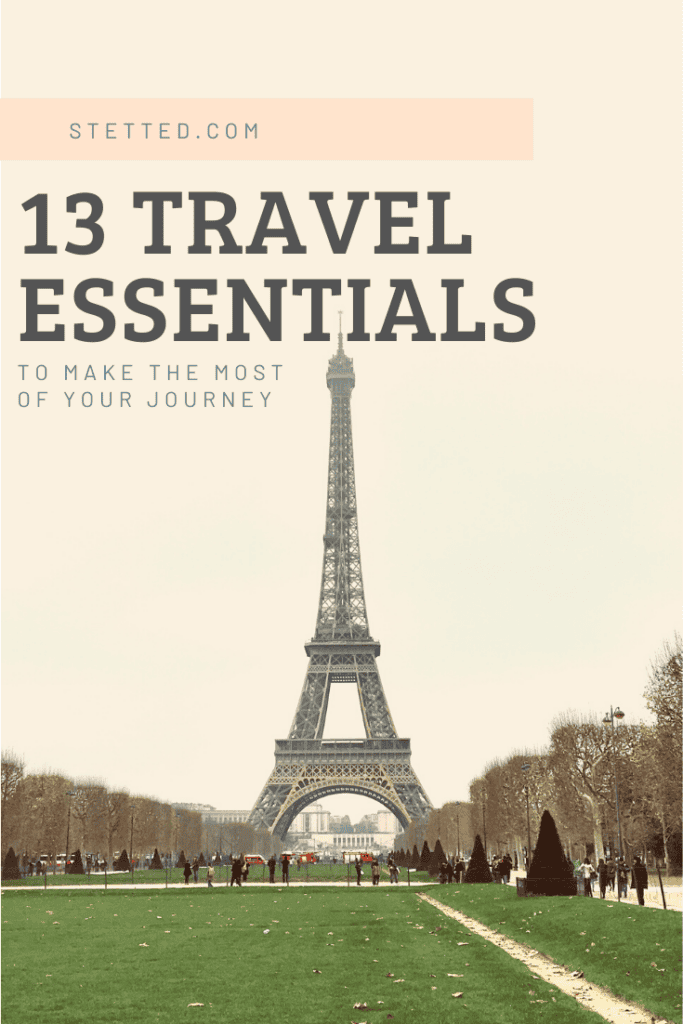 Eiffel tower with "13 Travel Essentials" overlayed