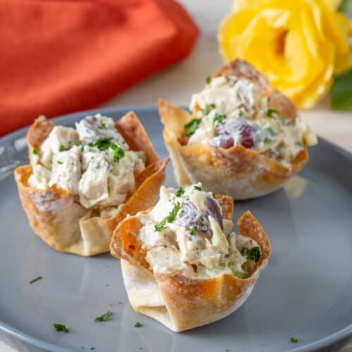 Thai Chicken Salad Wonton Cups