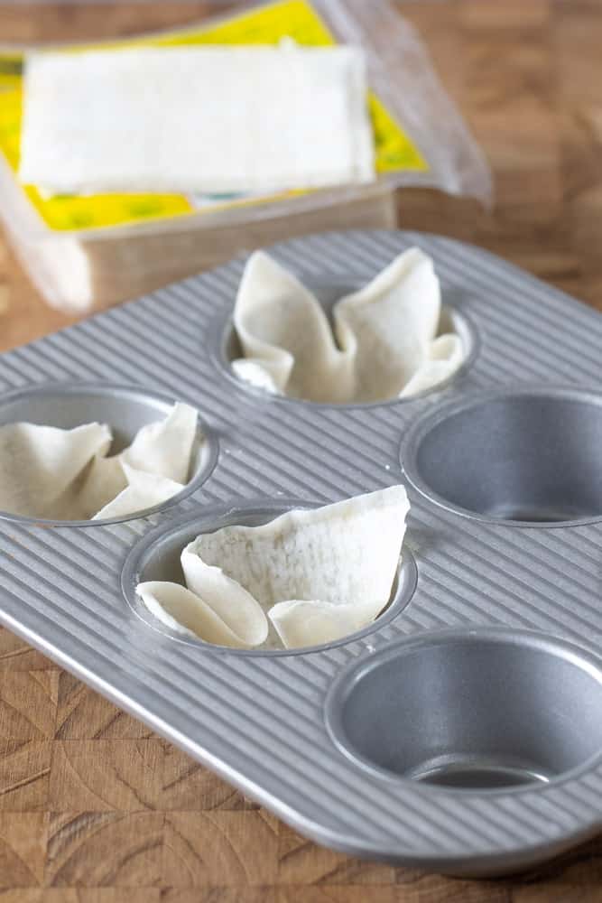 wonton cups in muffin tin