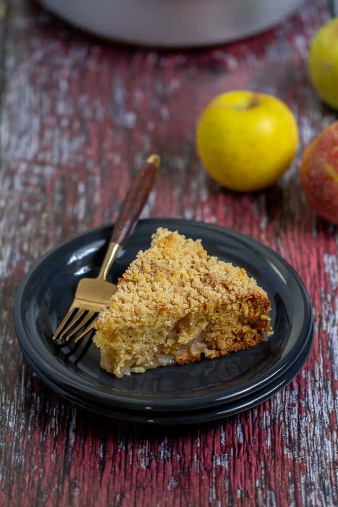 slice of apple coffee cake with fork