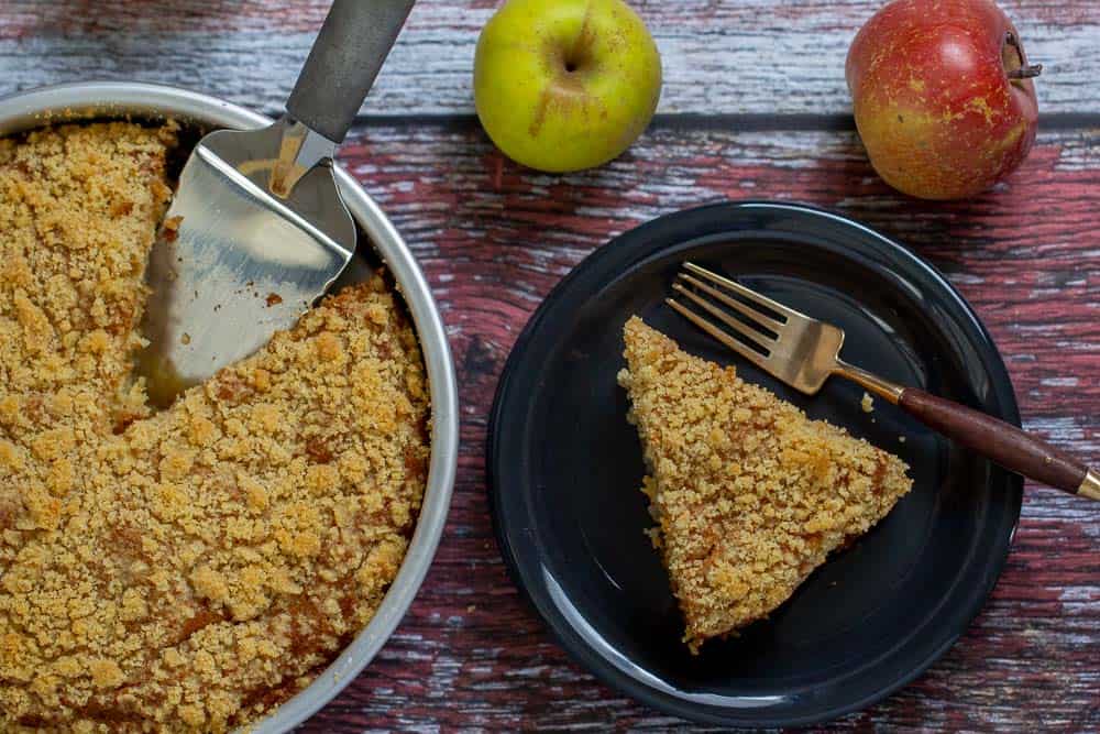 sliced apple coffee cake overhead