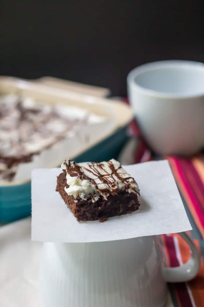 brownie on an upside-down cup