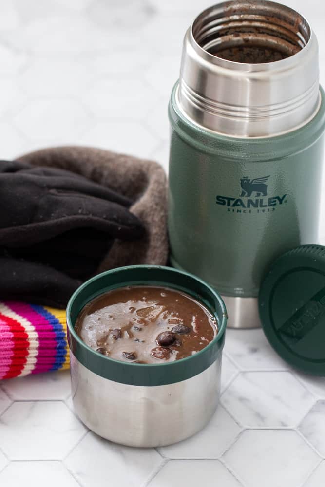 black bean soup in Stanley food jar