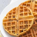 Blueberry waffles on a serving plate