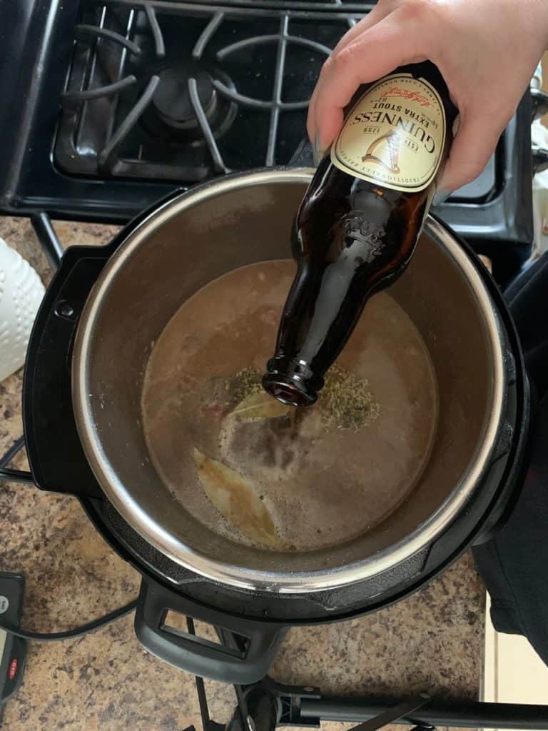 pouring beer into instant pot