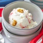 stacked bowl of strawberry pretzel ice cream