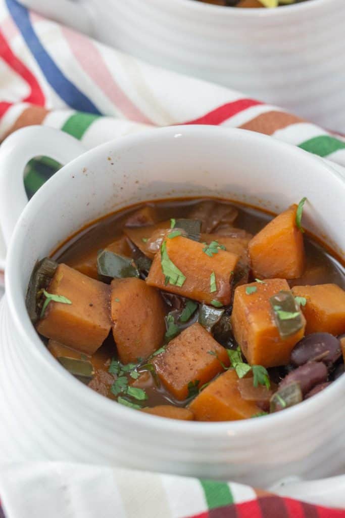 bowl of sweet potato black bean chili