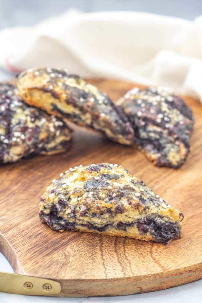 tray of black raspberry scones