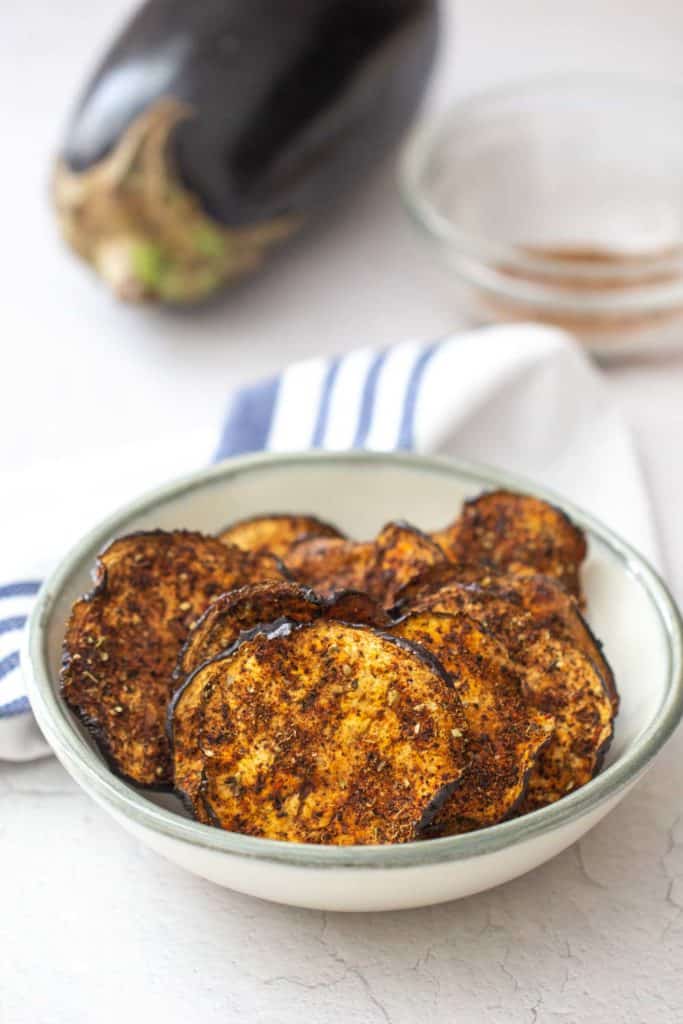 eggplant chips in a bowl