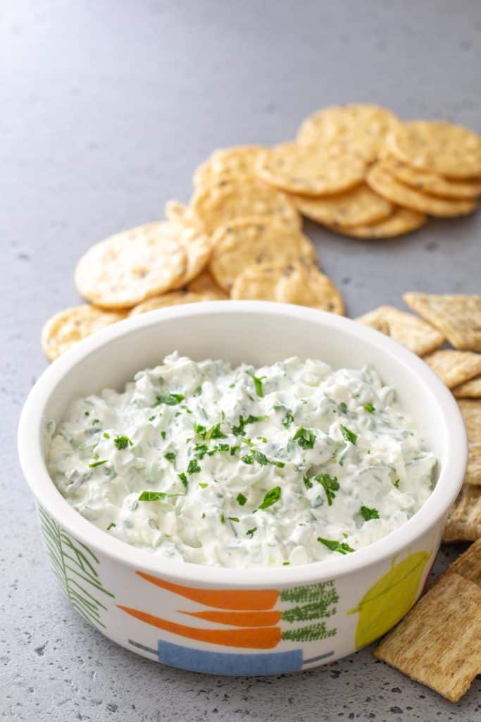 green onion dip with crackers