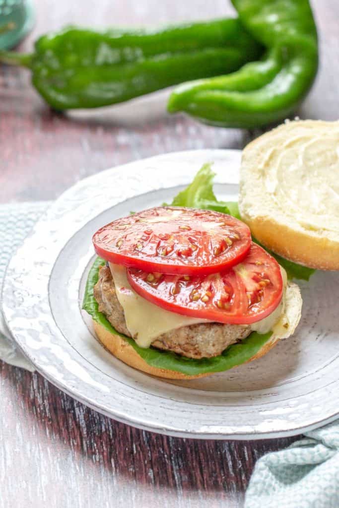 open face hatch chile turkey burger