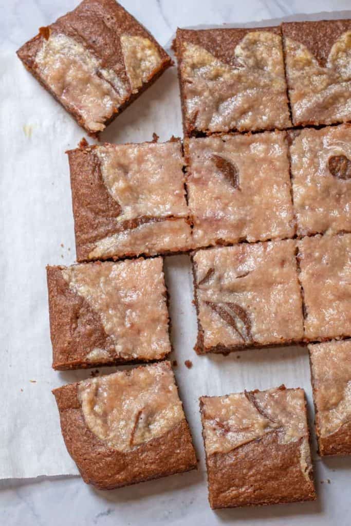 overhead of cut brownies