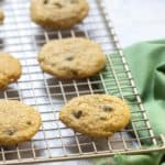 zucchini chocolate chip cookies resting on cooling rack