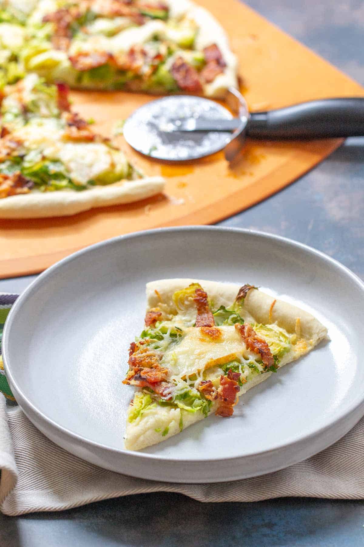 Brussels Sprouts Pizza with Bacon and Pear