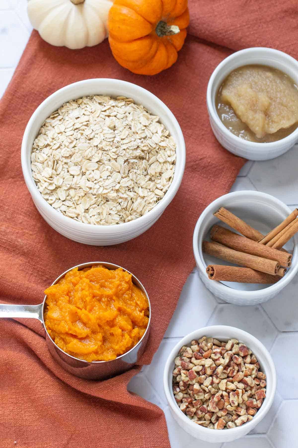 ingredients for pumpkin baked oatmeal