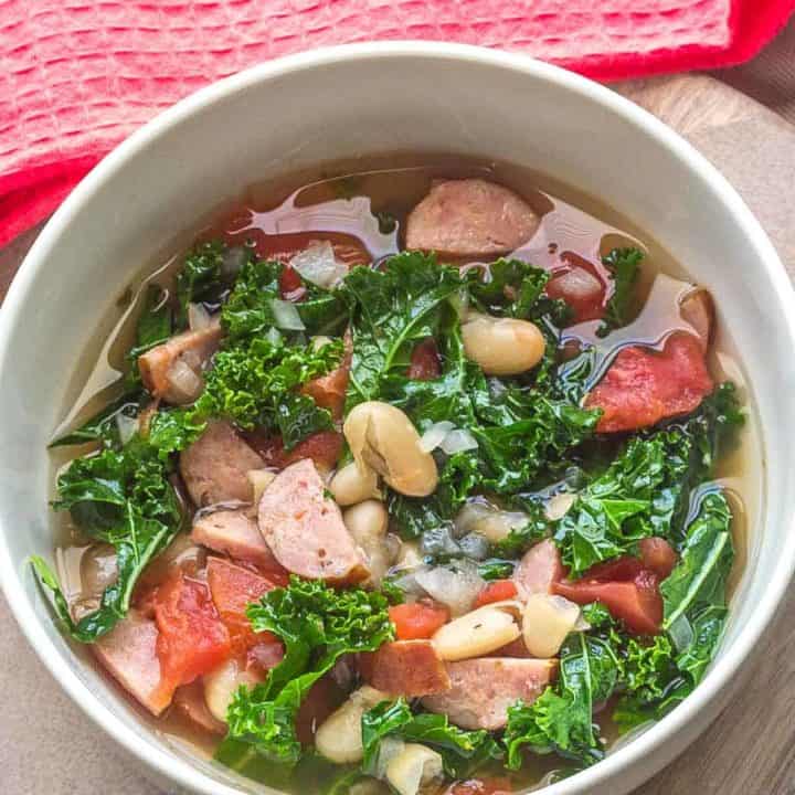 bowl of white bean sausage soup