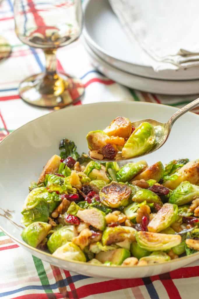 Easy Brussels Sprouts with Walnuts and Cranberries stetted