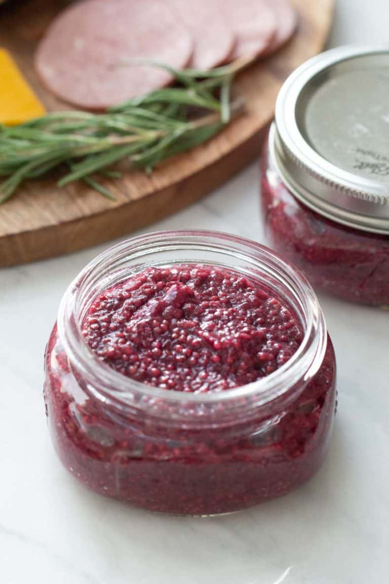 cranberry mustard in canning jars