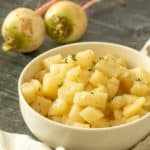 bowl with glazed turnips