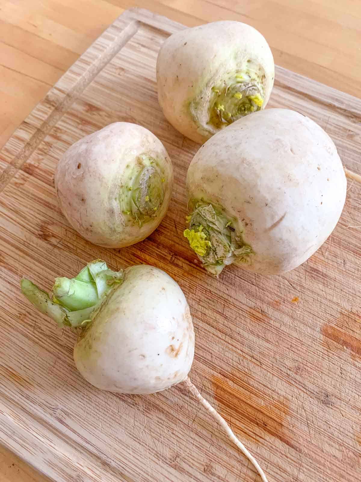 turnips on cutting board