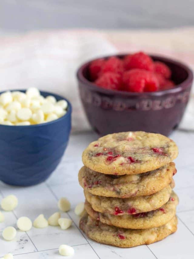 White Chocolate Cookies with Raspberries