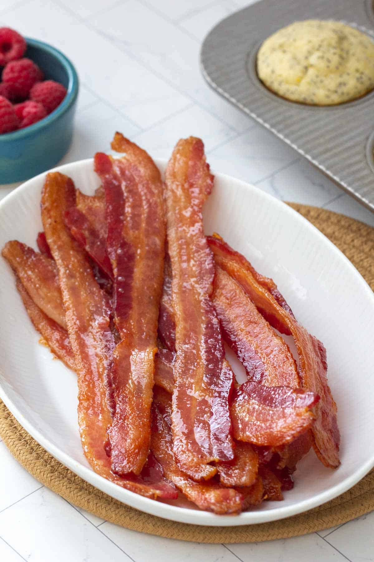 serving platter of baked bacon