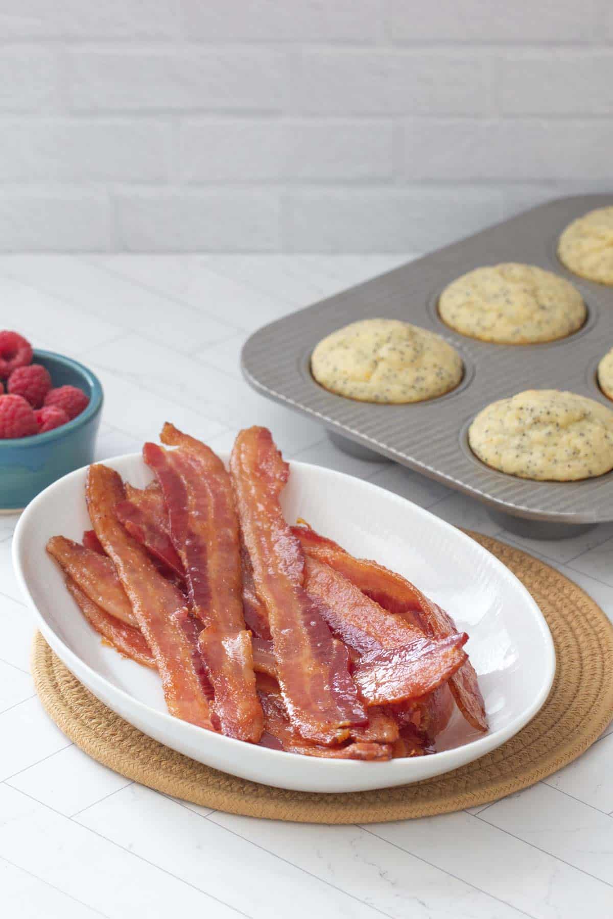 baked bacon on serving platter