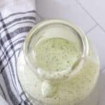 overhead green goddess dressing in cup