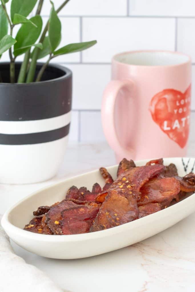 plate of candied bacon