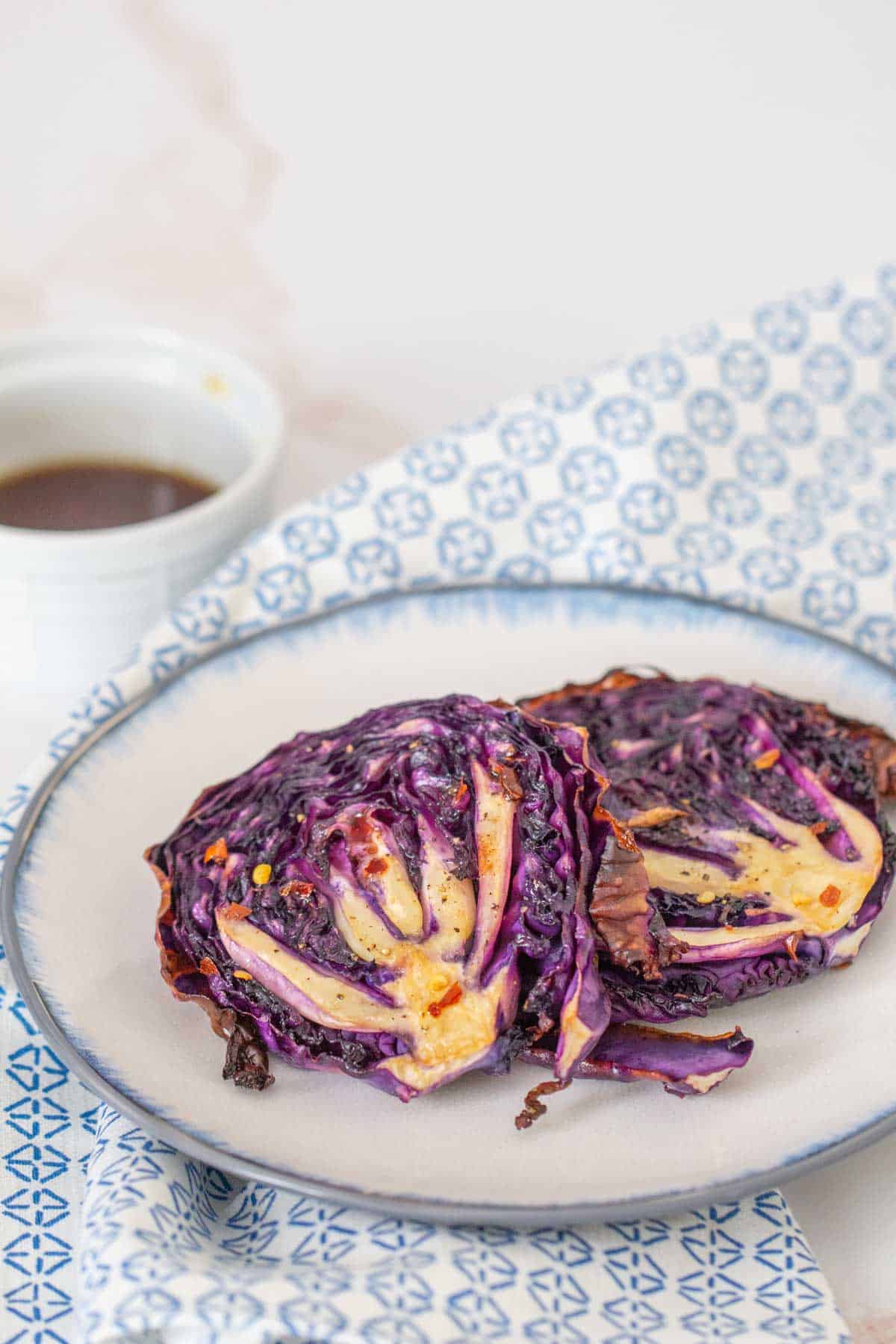 roasted cabbage steaks on plate