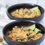 chicken poblano in black bowls