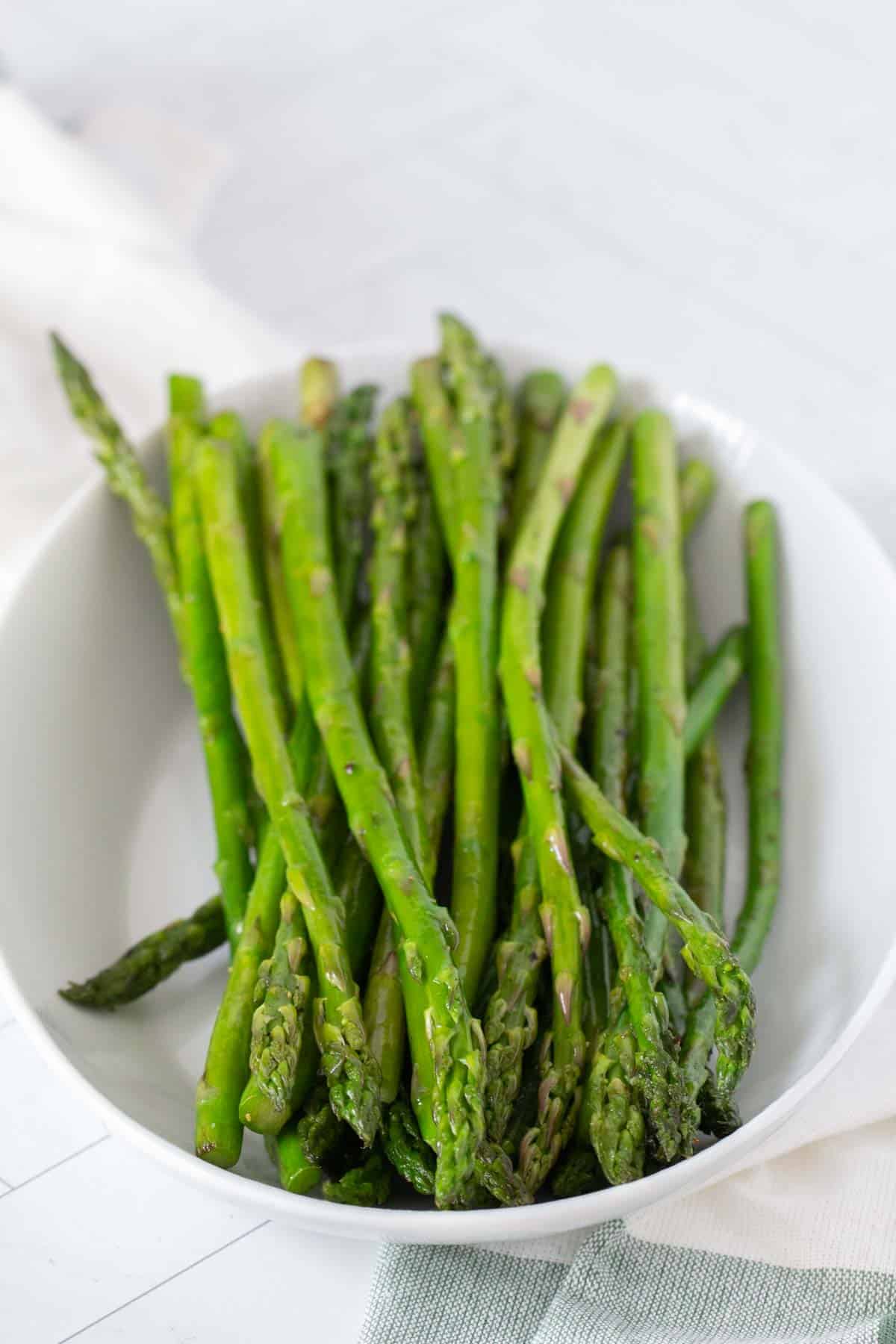 platter of sauteed asparagus