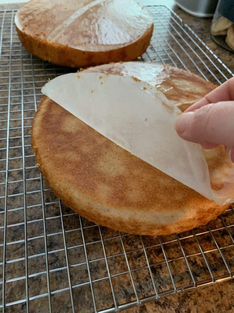 cooling cakes on wire rack