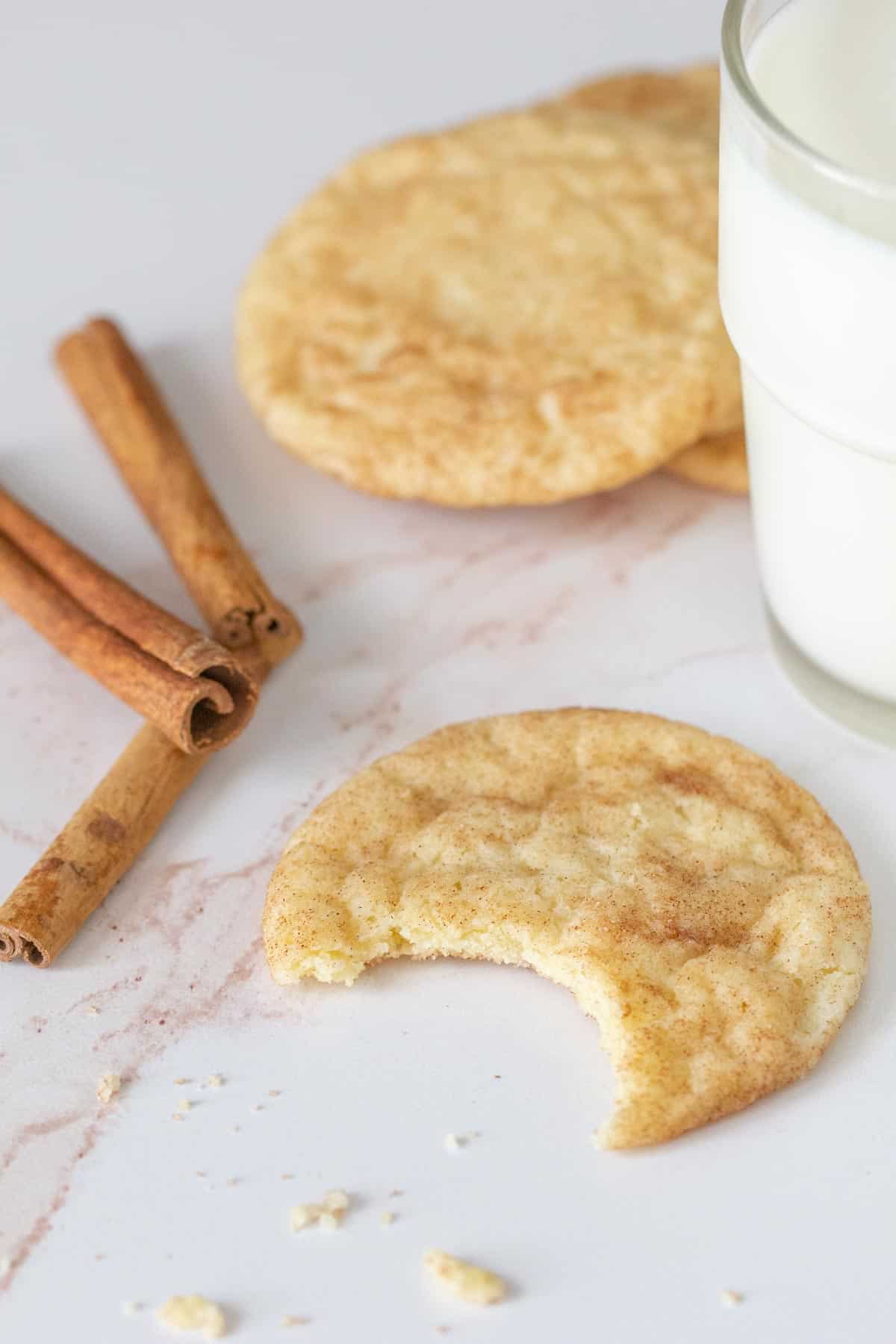snickerdoodle cookie with a bite taken