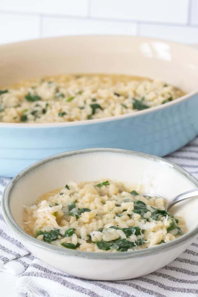 spinach risotto in a bowl