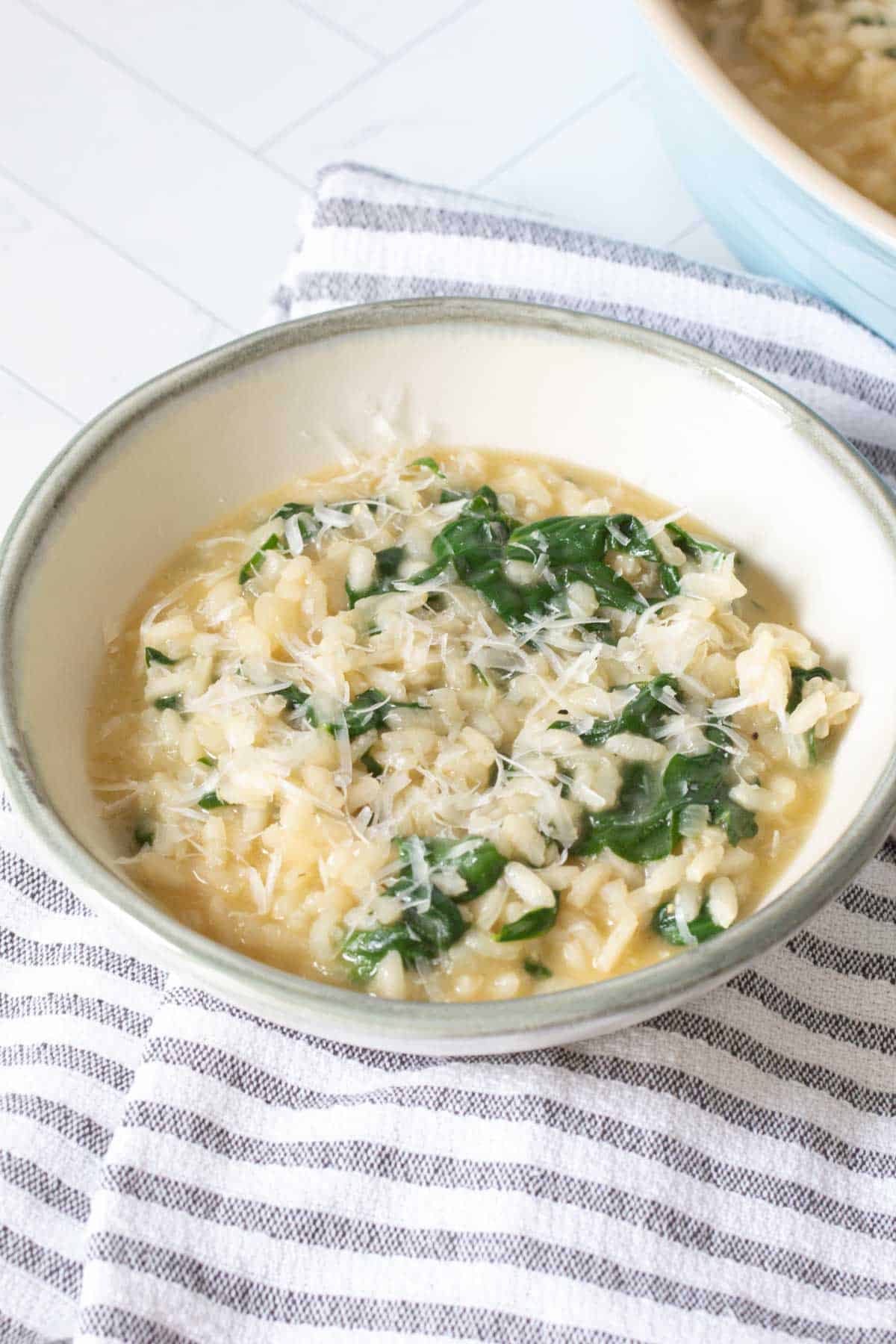 bowl of spinach risotto