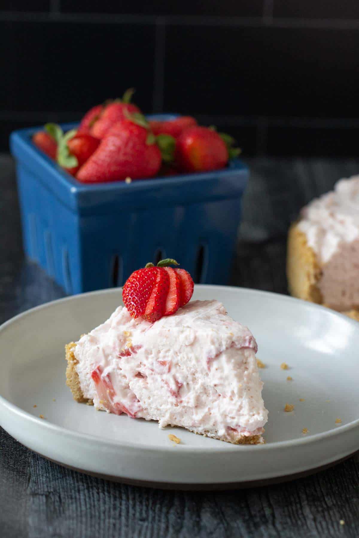 slice of strawberry chiffon pie